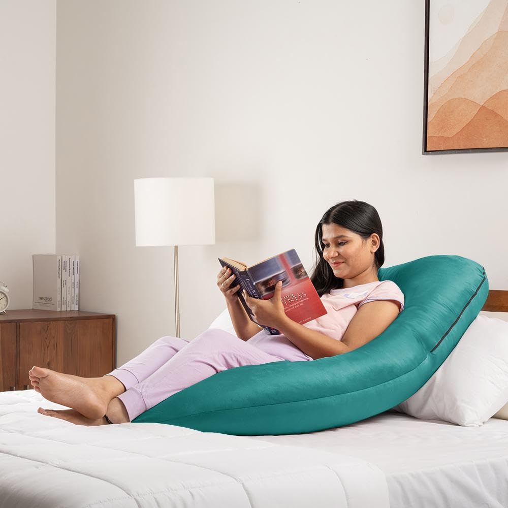 Pregnancy Pillow, G Shaped Pillow, Maternity Pillow For Sleeping - Peacock Green | Soft Pillow For Pregnant Mothers, Pillow For Pregnant Women | Removable Velvet Cover, For Pain Relief