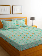 Double Bedsheets With 2 King Size Pillow Covers - 90 X 100 Inches, Sea Green | Double Bed Breathable & Wrinkle Free | Ultra Soft 200 Thread Count Super Soft