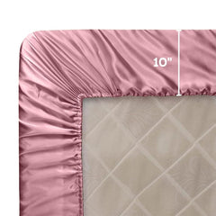 Satin Elastic Fitted Bedsheets For King Size With 2 Pillow Covers - 72 X 78 X 10 Inches, Muted Rose | Elegance & Comfort Redefended | 300 Thread Count