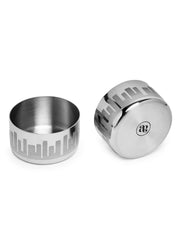 Chrome Stainless Steel Katori Set Of 2 - Urban Series, Cityscapes Pattern | Corporate Gifting For Diwali - Premium Bowls Wati | Serve Ware, Dinnerware & Tableware