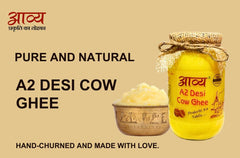 Pure A2 Desi Cow Ghee By Aavya | Rich In Nutrients & Strong Aroma Pure Desi Ghee Good For Improve Body Immunity | (1 Litr) 33.8 Ounce | Jar Pack