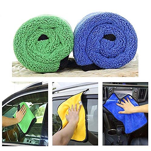 Auto Hub Heavy Microfiber Cloth For Car Cleaning And Detailing, Double Sided, Extra Thick Plush Microfiber Towel Lint-Free | Pack Of 3 (Multi Color)