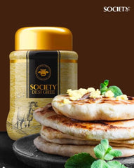 Pure Organic Desi Cow Ghee By Society | Rich Aroma & Nutritious Healthy Desi Cow Ghee For Enhances Brain Function | 1 Litre (500ml * 2) 33.8 Ounce | Jar Pack