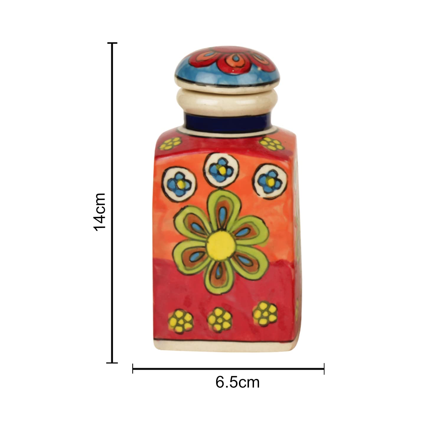 Hand Painted Ceramic Spice Jars With Air Tight Lid Set Of 3 - Multicolor, 250ml Each | Condiment Set - Masala Containers, Kitchen Storage