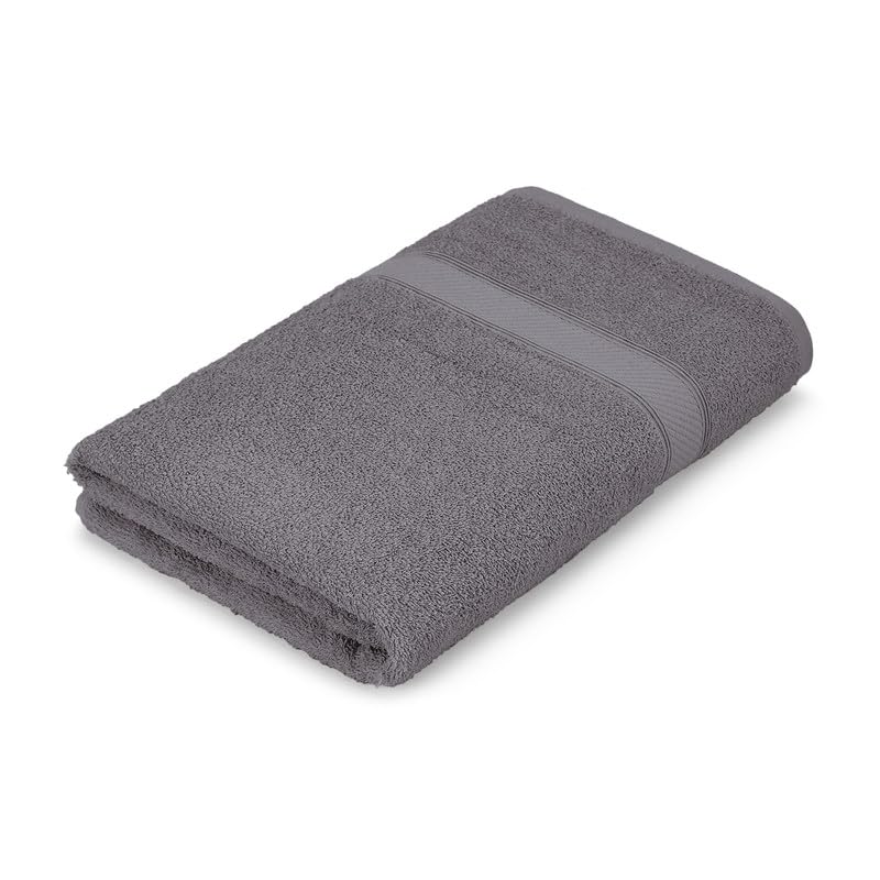 Welspun Alpha Cotton Large Bath Towel Soft & Absorbent 500 Gsm (Dobby - Mid Grey)
