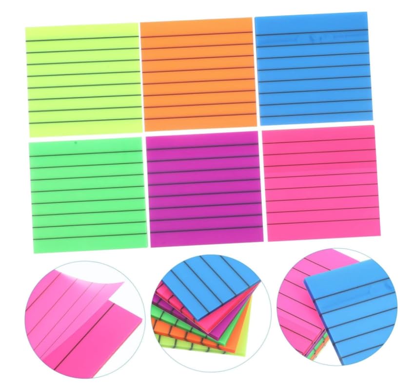 Transparent Memo Sticky Notes, 50 Sheets Sticky Pet Note, Line Designed, Blue - Pack Of 3