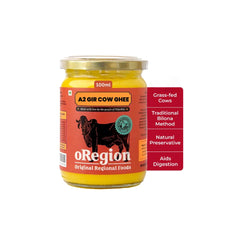 Premium A2 Gir Cow Ghee By oRegion | Delicious & Nutritious Healthy Desi Cow Ghee Good For Improves Digestion | (1 00ml) 3.3 Ounce | Jar Pack
