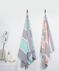 Thirsty Towel By Doctor Towels Premium Cotton Bath Towels Gsm | Super Soft Towels, Quick Dry Bath Towels Large Size | Pack Of 2 (Summer Green + Orange Peel)
