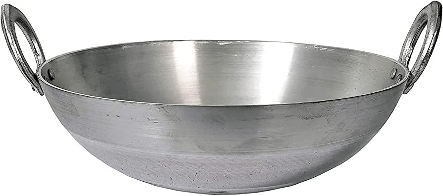 Silver Aluminium Kadhai, 6 Liters - Premium Range Of Aluminum Kadhai Deep Kadai | Non Induction Kadai, Non Stick Kadai, Deep Cooking