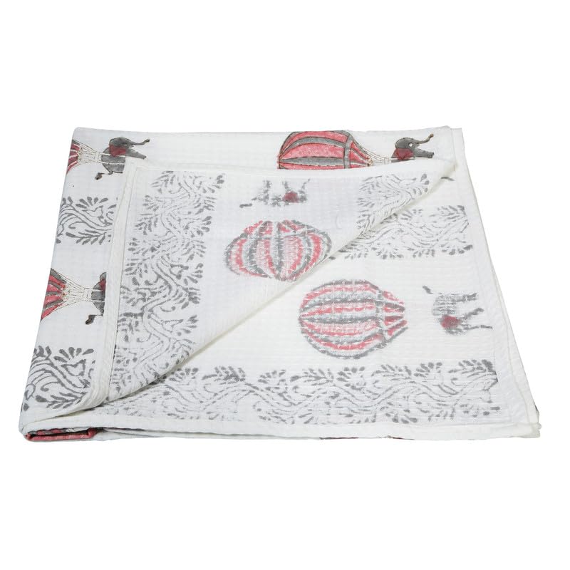Texstylers 100% Cotton Waffle Weave Bath Towel 600 Gsm | Soft, Quick Dry, Lightweight & Absorbent Large Size Spa Towel For Bathroom, Gym, Travel (Red Balloon) -Pack Of 2