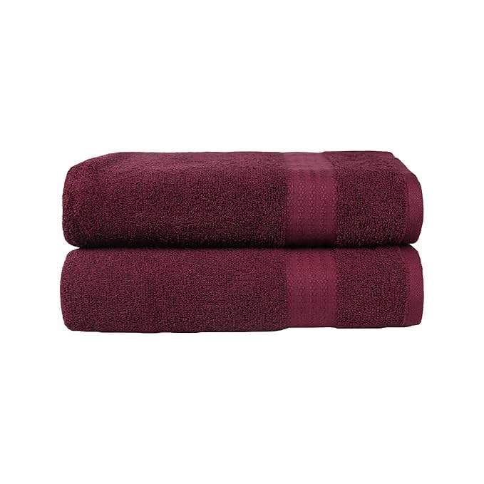 Hanorix 100% Cotton Large Size Bath Towel 900 Gsm | Soft Bath Towel For Men & Women Ultra Absorbent Cotton Towel Soft & Absorbent Towel (Maroon) - Pack Of 2