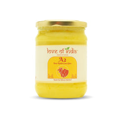 Pure A2 Desi Rathi Cow Ghee By Love Of India | Rich In Nutrients Healthy Traditional Vedic Bilona Method Desi Cow Ghee | (500ml) 16.9 Ounce | Jar Pack