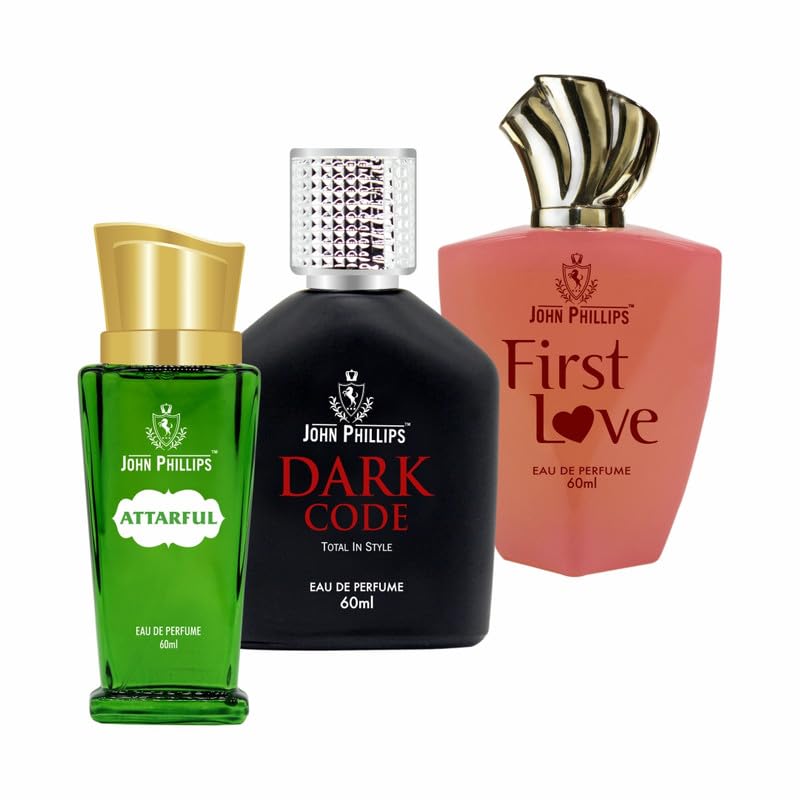 John Phillips Dark Code + First Love + Attarful 60ml 2 Fl.oz. Each Pack Of 3 For Men & Women