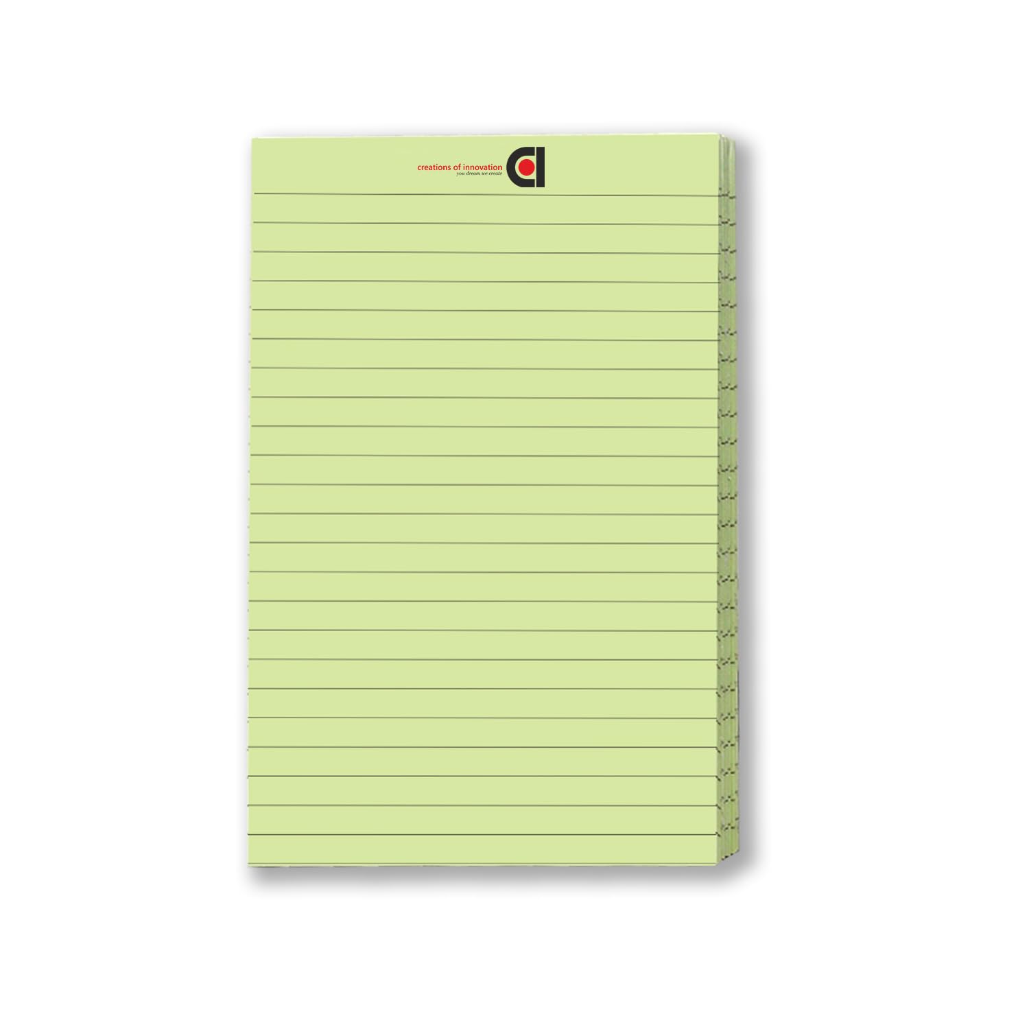 Wide Ruled 5 X 8 - Inch 50-Sheet Lined Writing Note Pad, Easy Tear Off Sheets (Green) Pack Of 12