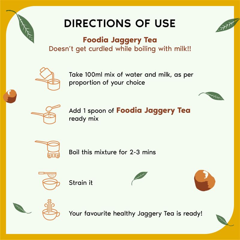 Foodia Gold Jaggery Ginger Tea 3 In 1 Readymix - Pack Of 2 X 400gm, 14.1 Ounce Each | Premium Tea Mix With Jaggery, Ginger & Assam Tea - Adrak Chai Mix, Ginger Chai | Low Caffeine
