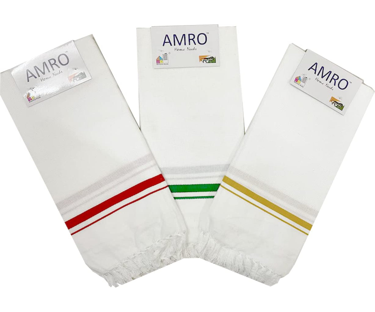 Amro Beautility Needs Cotton Bath Towel Thin Light Weight 900 Gsm (White)- Set Of 3