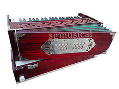 Musical Instrument Harmonium With Full Wooden Top Cover - Total 42 Keys, Double Bellows, Two Reeds (Base- Male), 3 1/2 Octaves | Instant Response Keyboard - No Lag Time