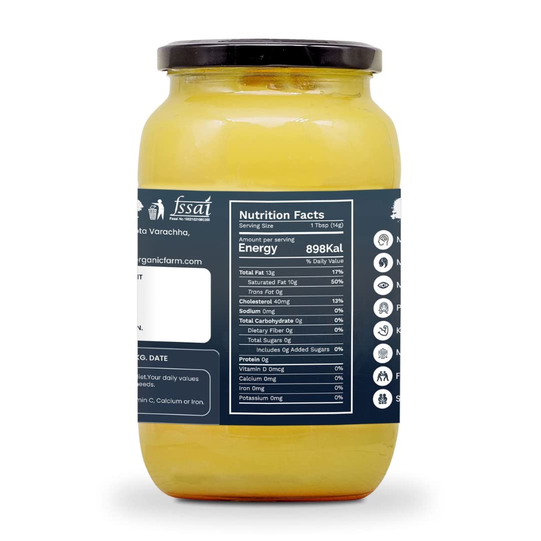 100% Pure Full Moon Cow Ghee By Bhumi Organic | Naturally & Healthy Bilona Method Cow Ghee Perfect For Weight Loss | (1 Litr) 33.8 Ounce | Jar Pack