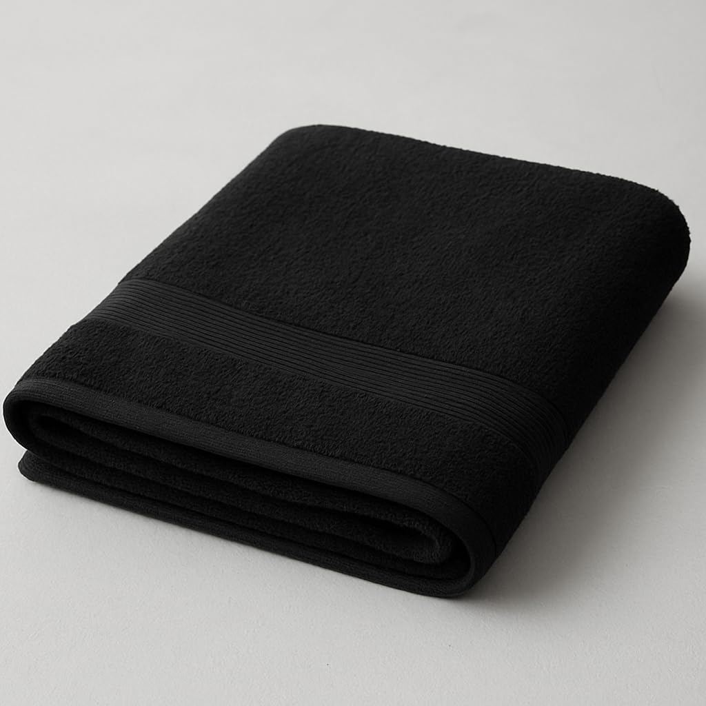 Bless Berries Soft Comfort 100% Cotton Bath Towel 500 Gsm | Large Size Bathroom Towel For Men & Women (Black)