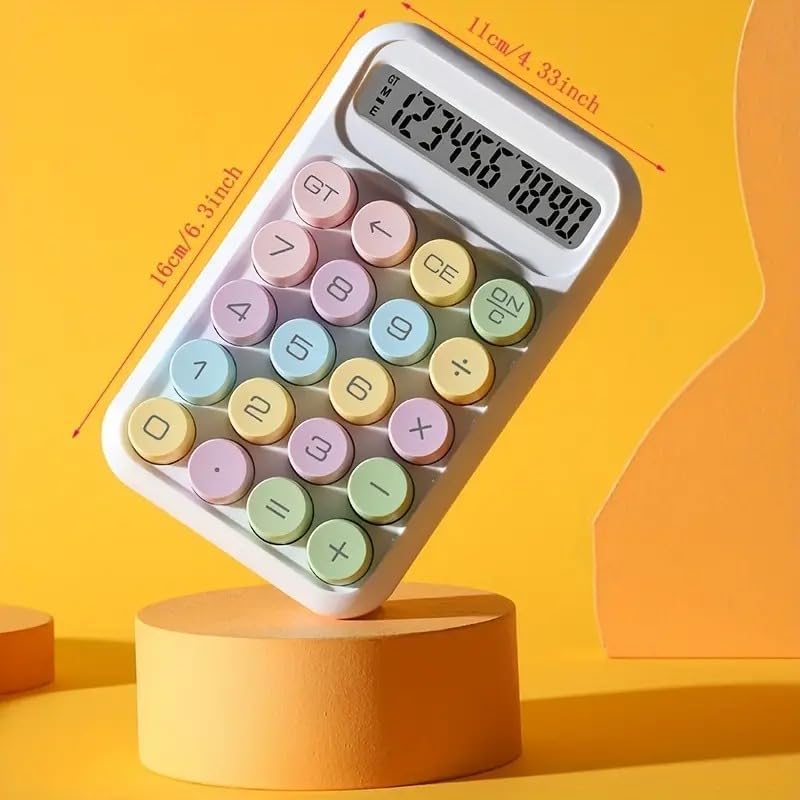 Grylan Desktop Calculator - Big Buttons | Aesthetic Candy Color | Comfortable Touch | Handheld For Daily Uses 10 Digit (Purple)