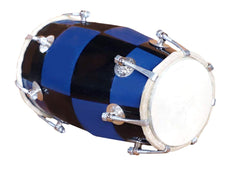 Baby Dholak Musical Instrument Drum Nuts N Bolt With Tool Kit - Blue Color | Dholak For Festival, Wedding, Satsang - Very Easy To Tune | Nickel Plated Bolts & Nuts, Tuning Spanner Included