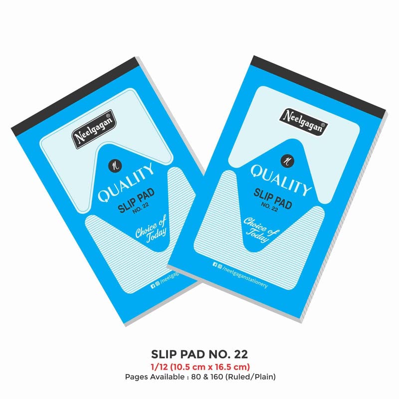 Slip Pad No. 22 Stationery, Ruled Memo Pads, 40 Sheets/80 Pages Per Pad - Ideal For Office, 20Pcs