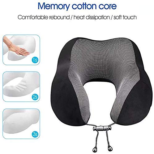 Travel Pillow Premium Memory Foam, Comfortable & Supportive Neck Pillow, Black & Grey | Pain Relief Sleeping Neck Pillows For Travel, Airplane Pillow For Sleeping, Car, Office & Home