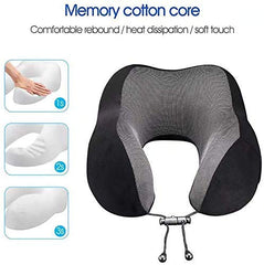 Travel Pillow Premium Memory Foam, Comfortable & Supportive Neck Pillow, Black & Grey | Pain Relief Sleeping Neck Pillows For Travel, Airplane Pillow For Sleeping, Car, Office & Home