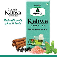 Apsara Detoxifying Kahwa Green Tea - 10 Tea Bags | Blended With Rock Salt, Tulsi, Cardamom, Cinnamon, Black Pepper, Ashwagandha Tea - Immunity Booster, Promotes Skin Glow