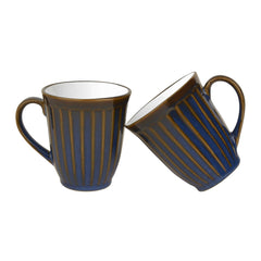 Ceramic Coffee Mugs Set Of 2 - 300ml Each, Blue & White | Milk Mugs - Chai Cups - Tea Cups & Mugs