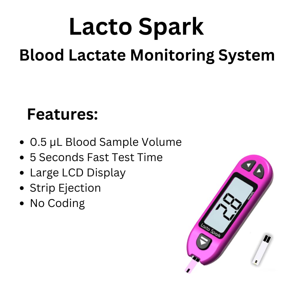 B-Arm Lacto Spark Lactate Testing Kit | Digital Blood Lactate Meter With 25 Strips & 25 Lancets | Accurate Metabolic Testing Kit For Athletes, Coaches & Healthcare Professionals