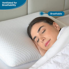 Cervical Memory Foam Pillow, Best For Neck & Shoulder Pain, Standard Size - 24 L X 14.5 W X 4.5 H Inch | For Back, Stomach, Side Sleepers With Washable Cover, Comfortable - Pack Of 2