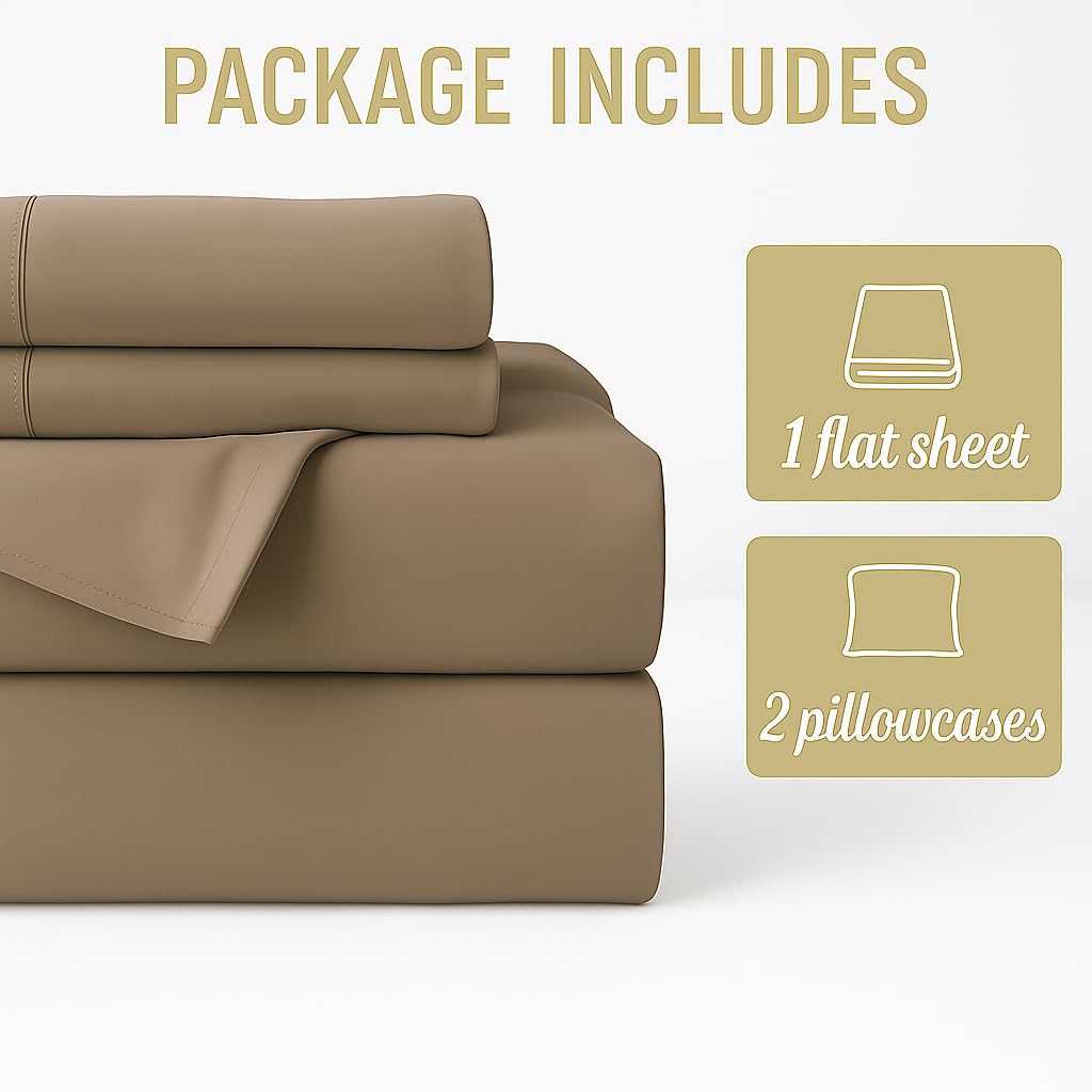 Microfiber Plain Bedsheets For Double Include Pillow Cover, Ultra Soft - 90 X 100 Inch, Beige | Perfect Bedsheet Home, Hotel, Villa, Resort & Guest House