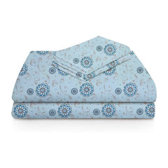 Double Bedsheets With 2 Matching Pillow Covers - 90 X 100 Inches, Light Blue | Traditional Printed Bedsheet - Ideal For House, Guest Room, Hotel Room Bedsheet