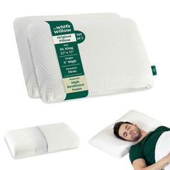 Hard Memory Foam Cervical Pillow For Sleeping, Orthopedic Pillow, White - XL King Size - 5 Inch | Hard Thick Pillow For Neck & Shoulder Pain, For Back, Side & Stomach Sleepers - Set Of 2