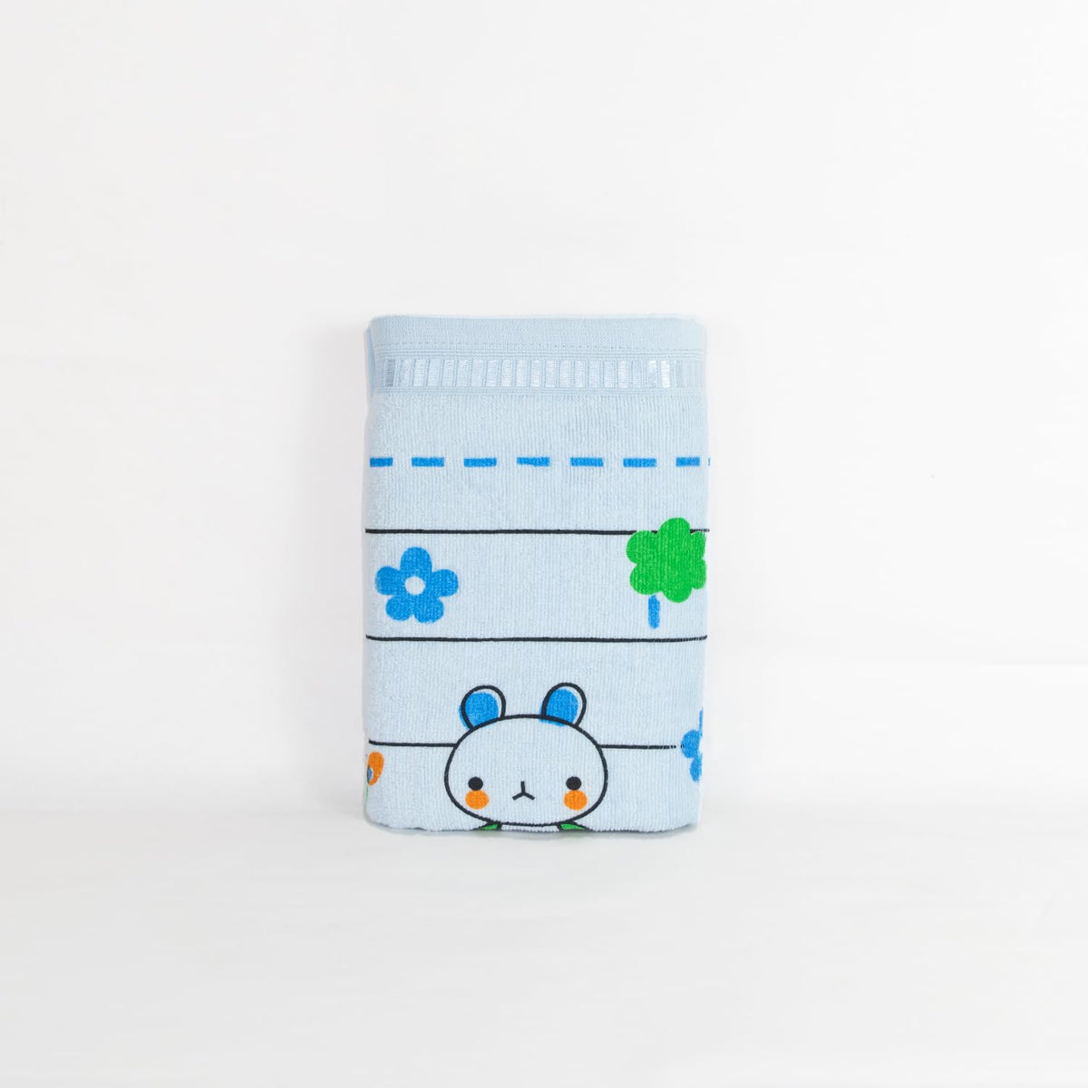Rangoli 100% Cotton Baby Bath Towel 300 Gsm | Super Soft & Highly Absorbent, Anti-Bacterial, Multipurpose Towels (Light Blue) - Pack Of 1