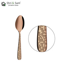 Stainless Steel Monika With Rose Gold PVD Coating & Laser Baby Spoon Set Of 6 Pieces | Easy To Clean & Dishwasher Safe