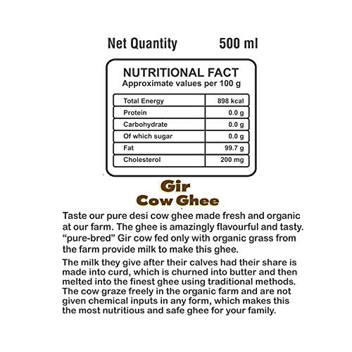 100% Pure Desi Cow Ghee By Absolute | Good Source Of Protein Fiber Healthy & Nutritious Desi Cow Ghee Perfect For Weight Loss | (500ml) 16.9 Ounce | Jar Pack