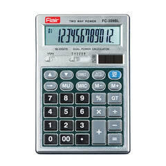 Flair FC-309 Desktop Series Calculator | Best Key Layout | Gt Keys With Metal Cladding | Mark Up With Battery Dual Power | 99 Steps Check & Correct | For Home, Office And Shop Use | Grey