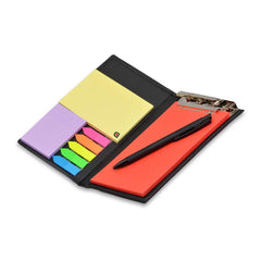 Notepad Memo Holder Desk Organizer With Colorful Sticky Notes Home, Office Gift Set With Pen (Red)