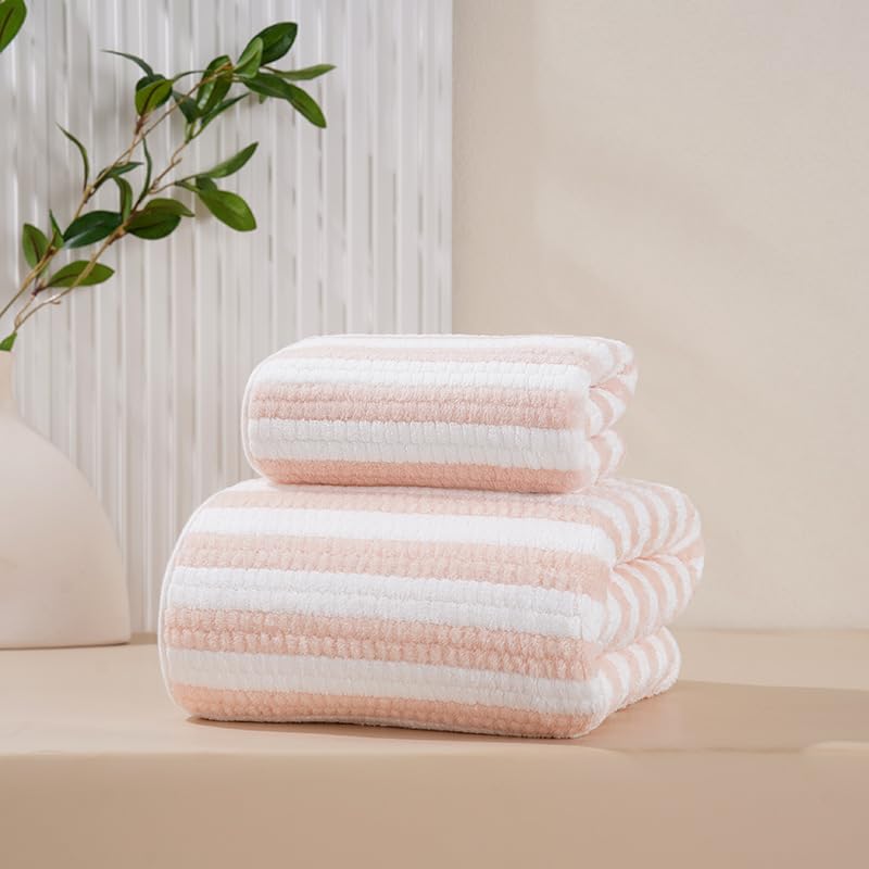 Homecloud Ultra Soft Bath & Face Towel 400 Gsm | 3x Softer Than Cotton Towels Highly Absorbent & Ultra Fast Dry Perfect For Home, Pool, Spa & Gym | Set Of 2 (Pink)