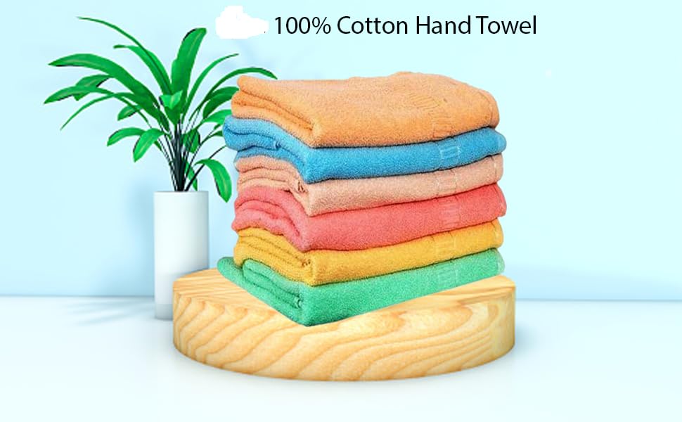 Cotton Hand Towel 1200 Gsm | Ultra Soft & Super Absorbent (Set Of 6) - Multicolour