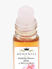 Menjewell Pink Lily Flower Roll On Attar Perfume 9ml 0.3 Fl.oz. Unisex Fragrance | Long Lasting | No Alcohol