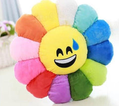 Emoji Smile Cushion Pillow For Sofa Chair, Printed Velvet Cushion, Shy Emoji - 16 X 16 Inches | Emoji Pillow Cushion For Kids Bed Room | Soft Printed Cushion With Filler For Gift - Pack Of 1
