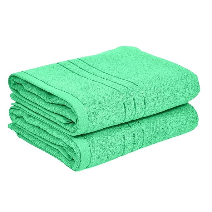 Hanorix 100% Cotton Large Size Bath Towel 900 Gsm | Soft Bath Towel For Men & Women Ultra Absorbent Cotton Towel Soft & Absorbent Towel (Mine Green) - Pack Of 2