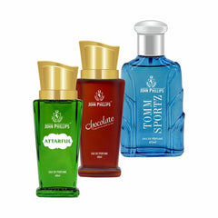 John Phillips Attarful + Chocolate + Tomm Sportz Eau De Parfum 60ml 2 Fl.oz. Each Pack Of 3 For Men & Women