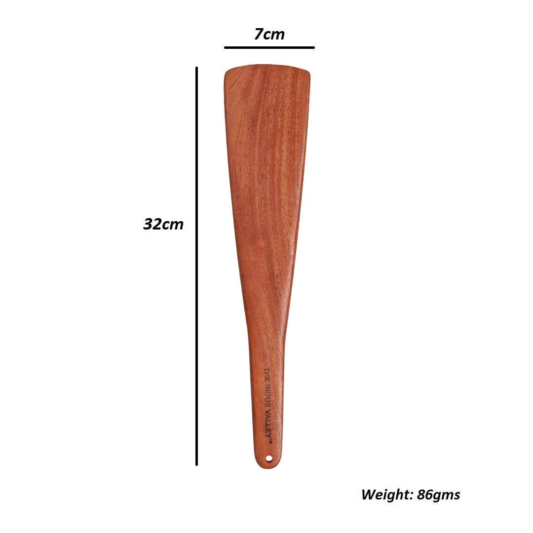 Brown Neem Wooden Regular Flip, Spatula, Ladle For Cooking Dosa, Roti, Chapati | Kitchen Tools - No Harmful Polish, Naturally Non-Stick | Handmade - 32 Cm, 86 Gm