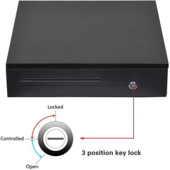 Cash Register Drawer For Point Of Sale (Pos) System With 5 Bill 5 Removable Coin Cash Tray, Metal Cash Box With Rj11 Interface Key Lock For Stores, Shops, & Business, Colour - Black