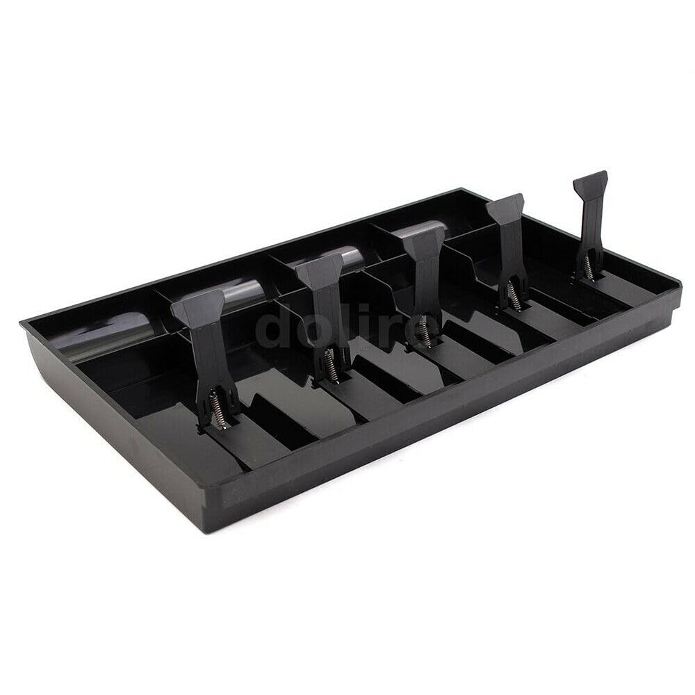 5 Slot Case Drawer, Counter Case Plastic Case Cash Register Box Cashier Coin Drawer Box Cash Drawer Tray 40.4x24.5x3.6cm/15.91x9.65x1.42inch, Colour - Black