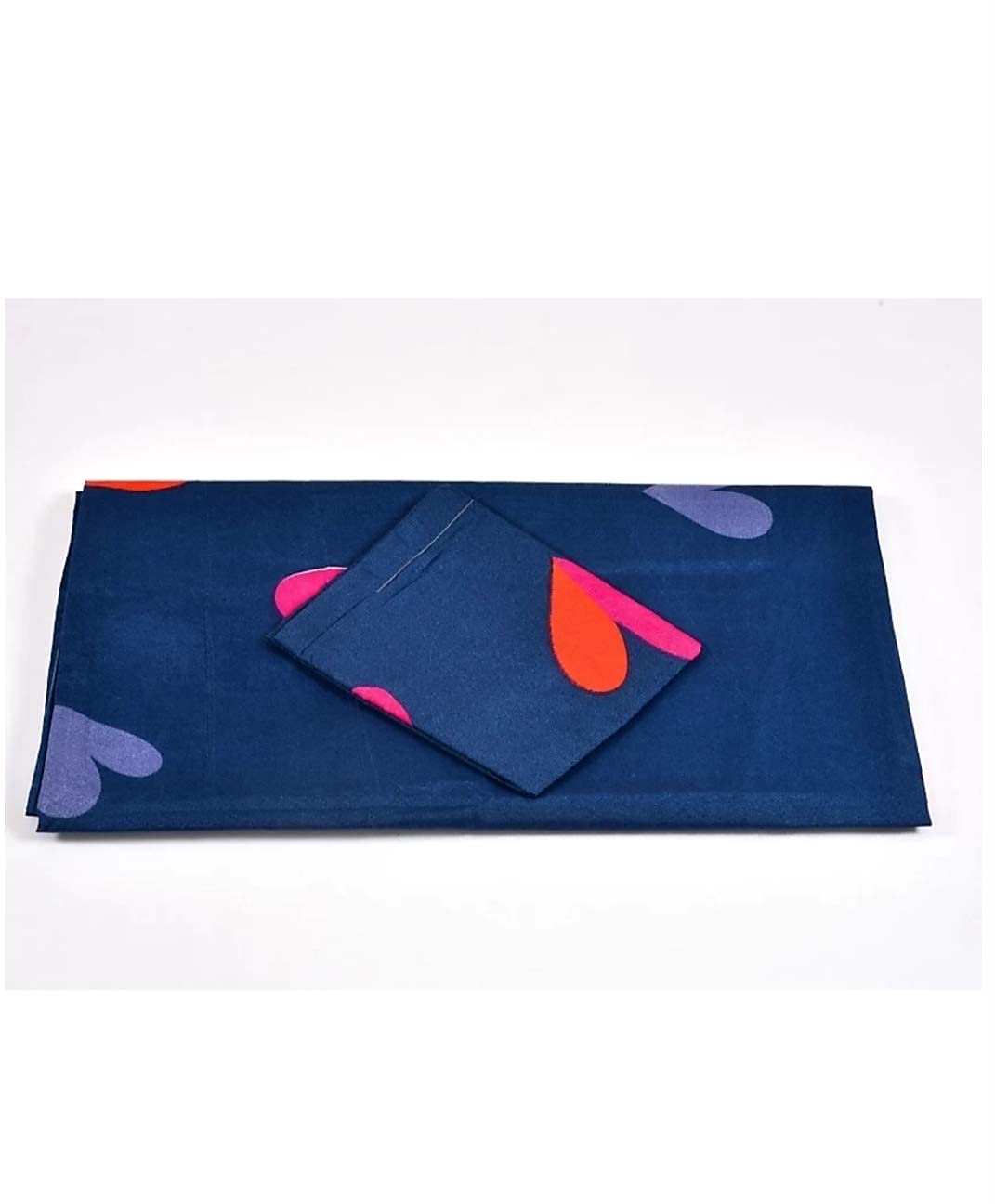 Printed Single Size Bedsheet With 1 Pillow Cover (36 X 78 Inches, Dark Blue) | All Around Elastic Fitted Bedsheet | Soft Touch, Wrinkle Resistant, Skin Friendly